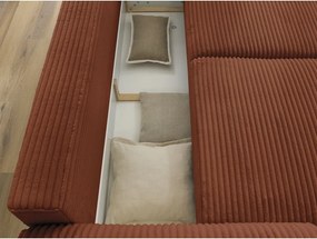 Divano color mattone allungabile con rivestimento in velluto a coste 257 cm Lucien – Bobochic Paris