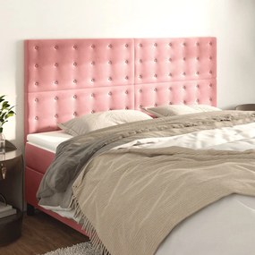 Testiera 4 Pz Rosa 80x5x78/88 Cm İn Velluto /