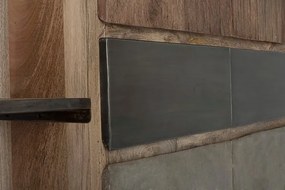 Credenza MANCHESTER in legno di mango e acciaio nero, 118x38x180 cm