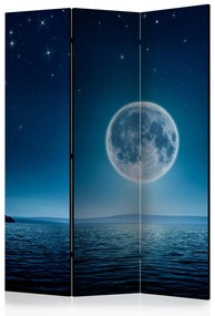Paravento design Notte di Luna (3-parti) - cielo stellato e mare calmo