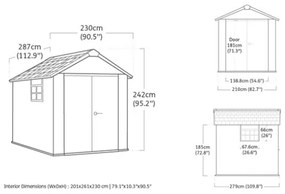 Casetta Da Giardino In Resina 229x287x242H Cm Oakland 759 Grigio Keter