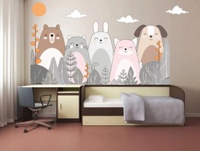 Adesivo murale con animali carini 120 x 240 cm