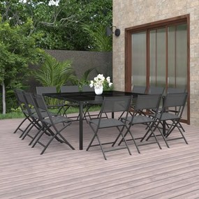 Set da pranzo da giardino 9 pz in acciaio