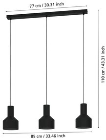 Eglo 99552 - Lampadario su corda CASIBARE 3xE27/40W/230V
