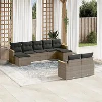 Set Divano da Giardino 9 pz con Cuscini Grigio in Polyrattan 3258805