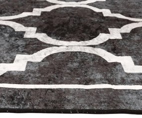 Tappeto Lavabile Nero e Bianco 80x300 cm Antiscivolo