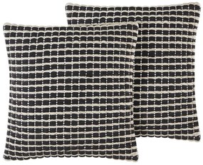 Set di 2 cuscini con motivo geometrico 45 x 45 cm bianco e nero YONCALI Beliani