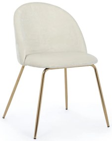 Set di 4 sedie TANYA in velluto bianco e base oro