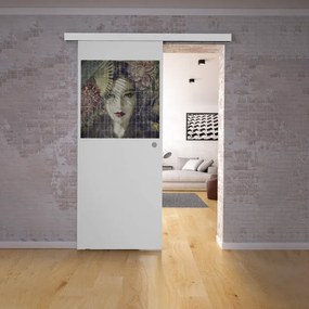 Porta scorrevole Donna in vetro, L 88 x H 215 cm, con binario Atelier bianco