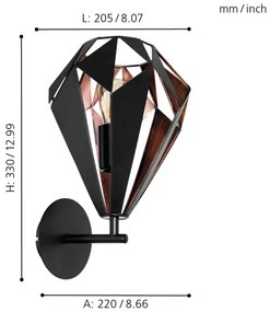 Eglo 49992 - Applique CARLTON 1 1xE27/60W/230V