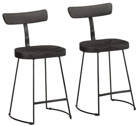 Sgabelli Da Bar 2 Pz Neri 49x43x79 Cm Legno Massello Di Mango /