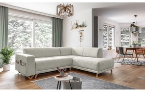 Divano angolare beige allungabile e con contenitore (penisola a destra/a L) Classy Sophie – Miuform