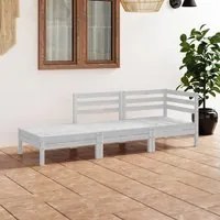 Set Divani da Giardino 3 pz Bianco in Legno Massello di Pino 3082613