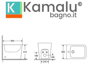 Kamalu - set sanitari monoblocco a terra rimless con sedile soft close | litos-2700