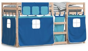 Letto A Castello Senza Materasso Blu 90x200cm Massello Pino /
