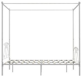 Letto a Baldacchino Bianco in Metallo 160x200 cm