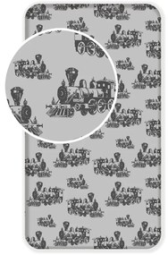 Lenzuolo con angoli per bambini grigio in cotone 90x200 cm Train – Jerry Fabrics