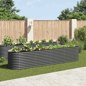 Letto Rialzato Giardino 400x80x81 Cm İn Acciaio Zincato Grigio /