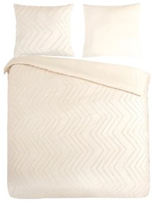 Set lenzuola letto matrimoniale in microfibra crema 200x220 cm Pure Zigzag - Good Morning