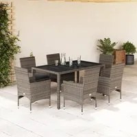 Set da Pranzo da Giardino 7 pz con Cuscini Polyrattan e Vetro 3278558