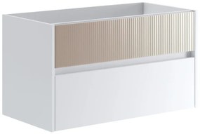 Mobile da bagno sospeso sotto lavabo L 89.5 x H 50 x P 45.5 cm bianco laccato opaco, 2 cassetti Niwa
