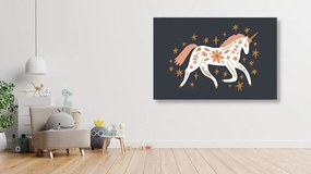 Stampa su tela – Unicorno fiabesco in stile folk