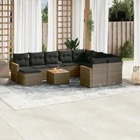 Set Divani da Giardino 11 pz con Cuscini in Polyrattan Grigio 3226564