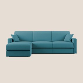 Chris Divano letto angolare 5 posti in tessuto impermeabile T13 azzurro