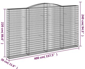 Cesti Gabbioni ad Arco 3 pz 400x30x220/240 cm Ferro Zincato