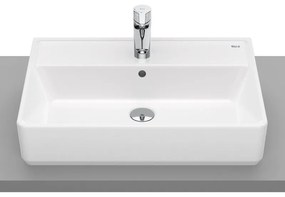 Lavabo da appoggio Domus ROCA rettangolare piletta non inclusa in ceramica L 60 x H 13 x P 42 cm bianco lucido piletta non inclusa