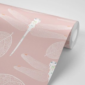 Carta da parati – Libellule volanti in rosa