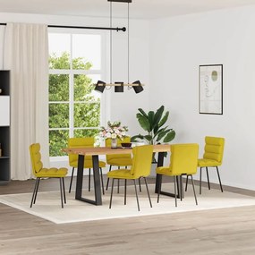 Sedie Da Pranzo 6 Pz Gialle İn Velluto /