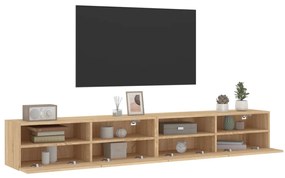 Mobili tv muro 2pz rovere sonoma 100x30x30 cm legno multistrato