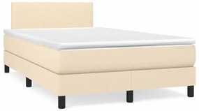 Letto a molle con materasso e led crema 120x190 cm in tessuto