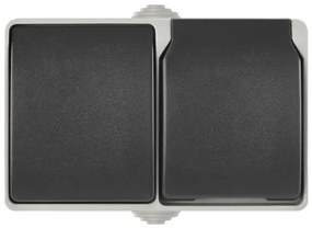 Interruttore domestico AC n. 6 con presa 250V/16A IP44 grigio