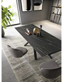 Tavolo allungabile 240 cm piano grčs porcellanato NESTORE Nero