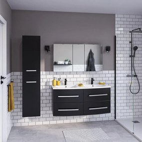 Mobile da bagno sotto lavabo SENSEA Perla nero laccato opaco L 121 x H 53.7 x P 47 cm 4 cassetti, lavabo non incluso