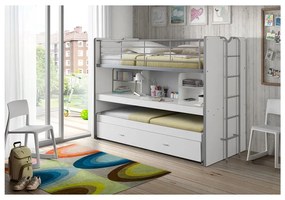 Letto da bambini a castello/estraibile bianco con contenitore/con scrivania con rete inclusa 90x200 cm Bonny – Vipack