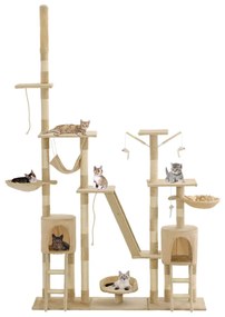 Albero per gatti con tiragraffi in sisal 230-250 cm beige