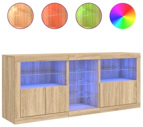 Credenza con luci led rovere sonoma 162x37x67 cm