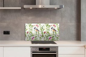 Pannello paraschizzi cucina Uccello dipinto nell'erba 100x50 cm
