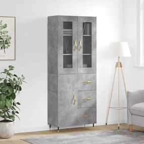 Credenza Grigio Cemento 69,5x34x180 Cm İn Legno Multistrato /