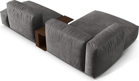 Divano angolare componibile grigio (con penisola a sinistra/con chaise lounge) con rivestimento in velluto Martina – Micadoni