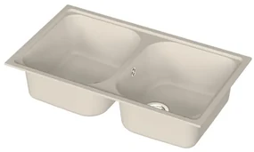 Lavello sopratop 2 vasche DELINIA Elba L 86 x L 50 cm bianco