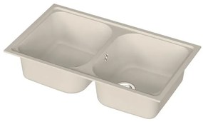 Lavello sopratop 2 vasche DELINIA Elba quarzo L 50 x L 86 cm bianco