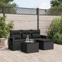 Set Divani da Giardino 4 pz con Cuscini Nero in Polyrattan 3252402