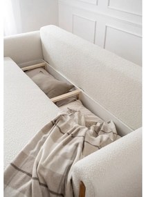 Divano avorio allungabile/con contenitore e rivestimento in bouclé 244 cm Arcadova – ELTAP