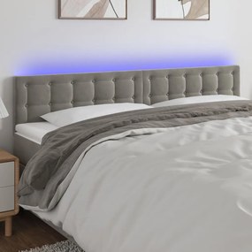 Testiera A Led Grigio Chiaro 200x5x78/88 Cm İn Velluto /