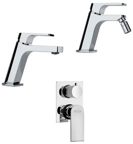 Set miscelatori lavabo bidet e incasso doccia con deviatore Jacuzzi | rubinetteria Twilight ottone cromato per piletta di scarico clic clac