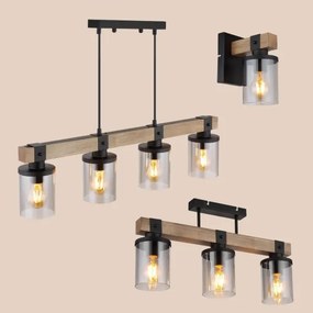 Brilagi - Lampadario a sospensione su cavo VISTA 4xE27/60W/230V rovere